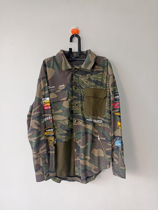 The Couture Club Panelled Camo Badged Shacket